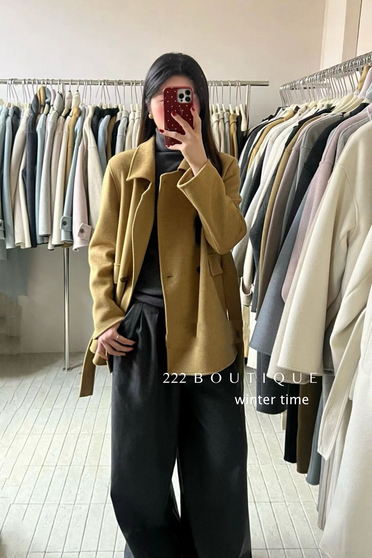 21a29 Mid-length notched-collar wool coat