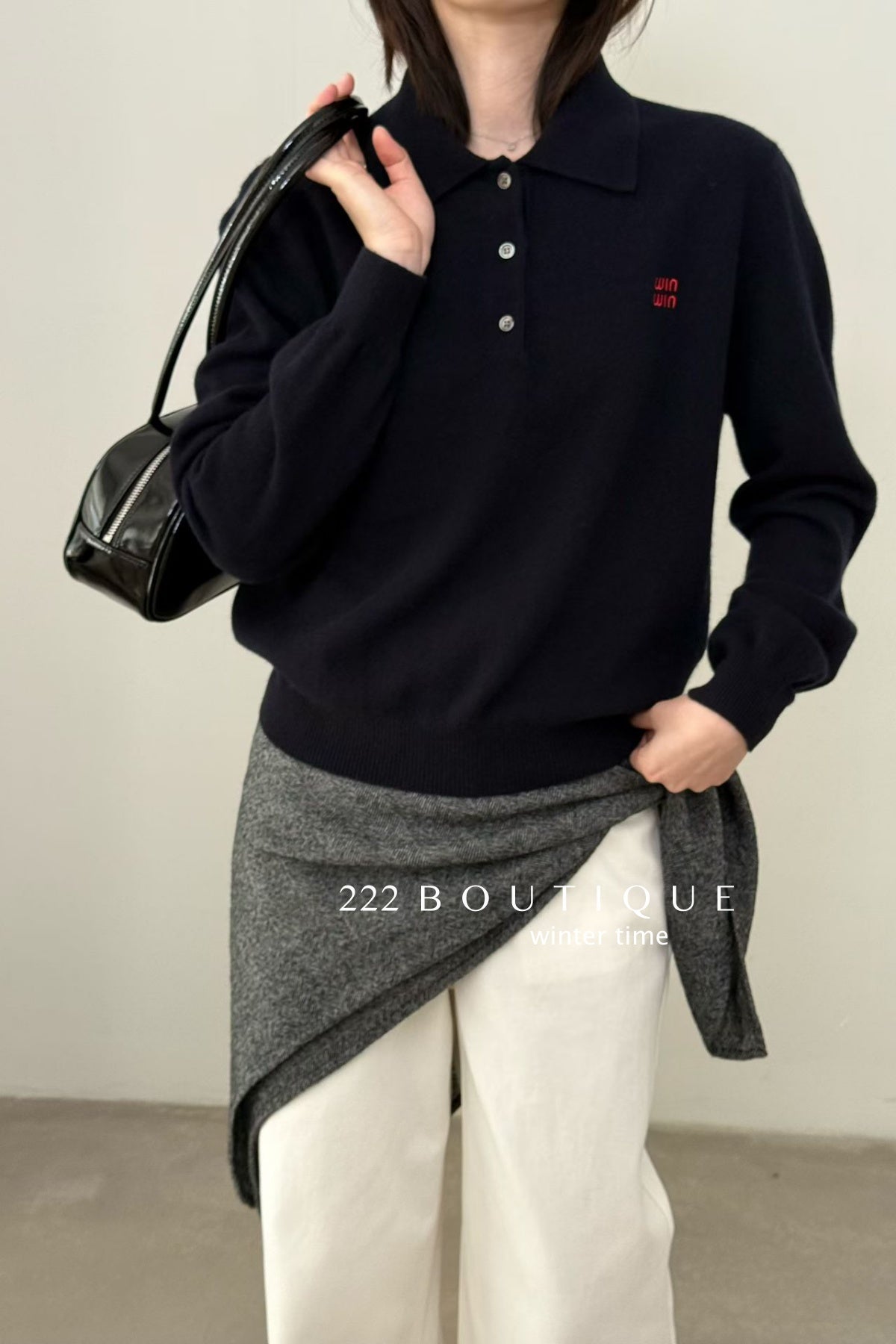 20a36 Cashmere knit polo
