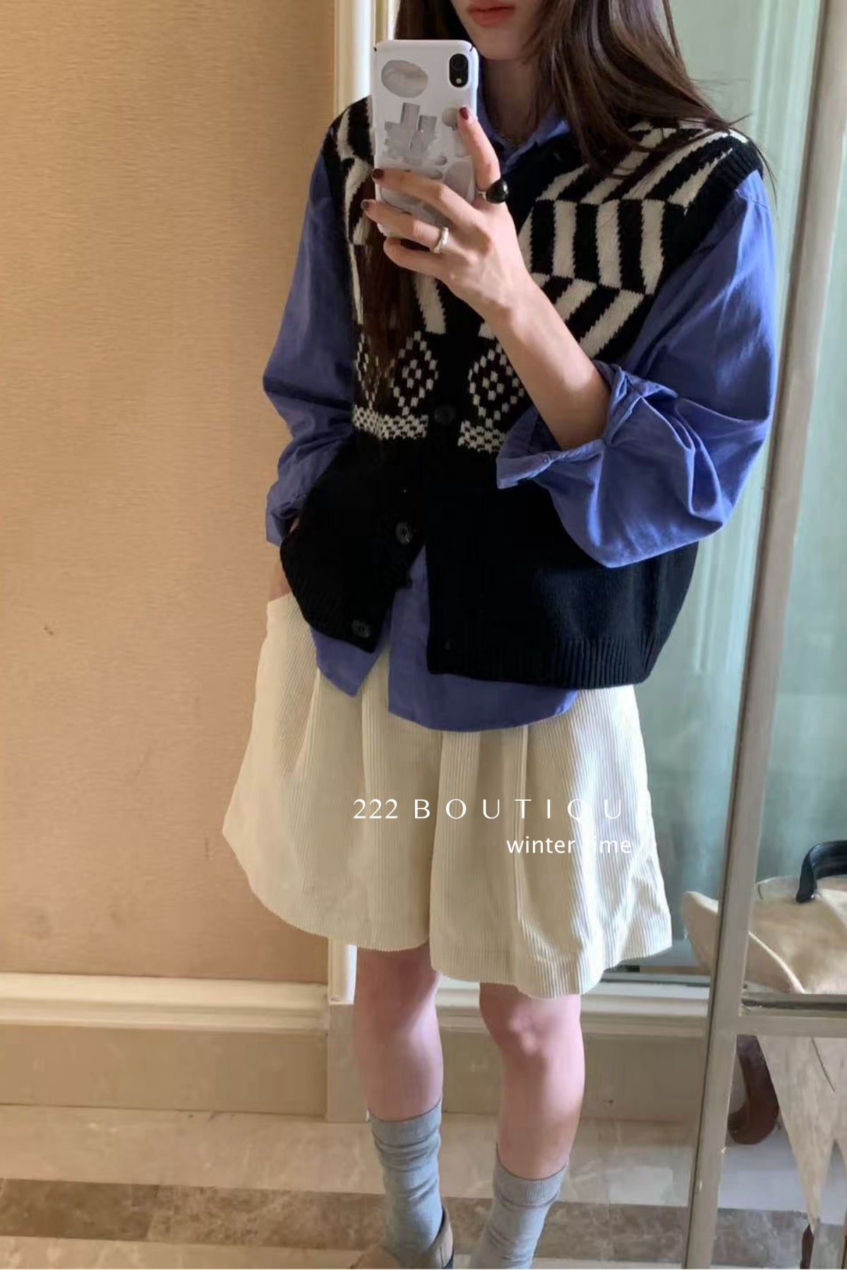 19a79 Cashmere patterned vest