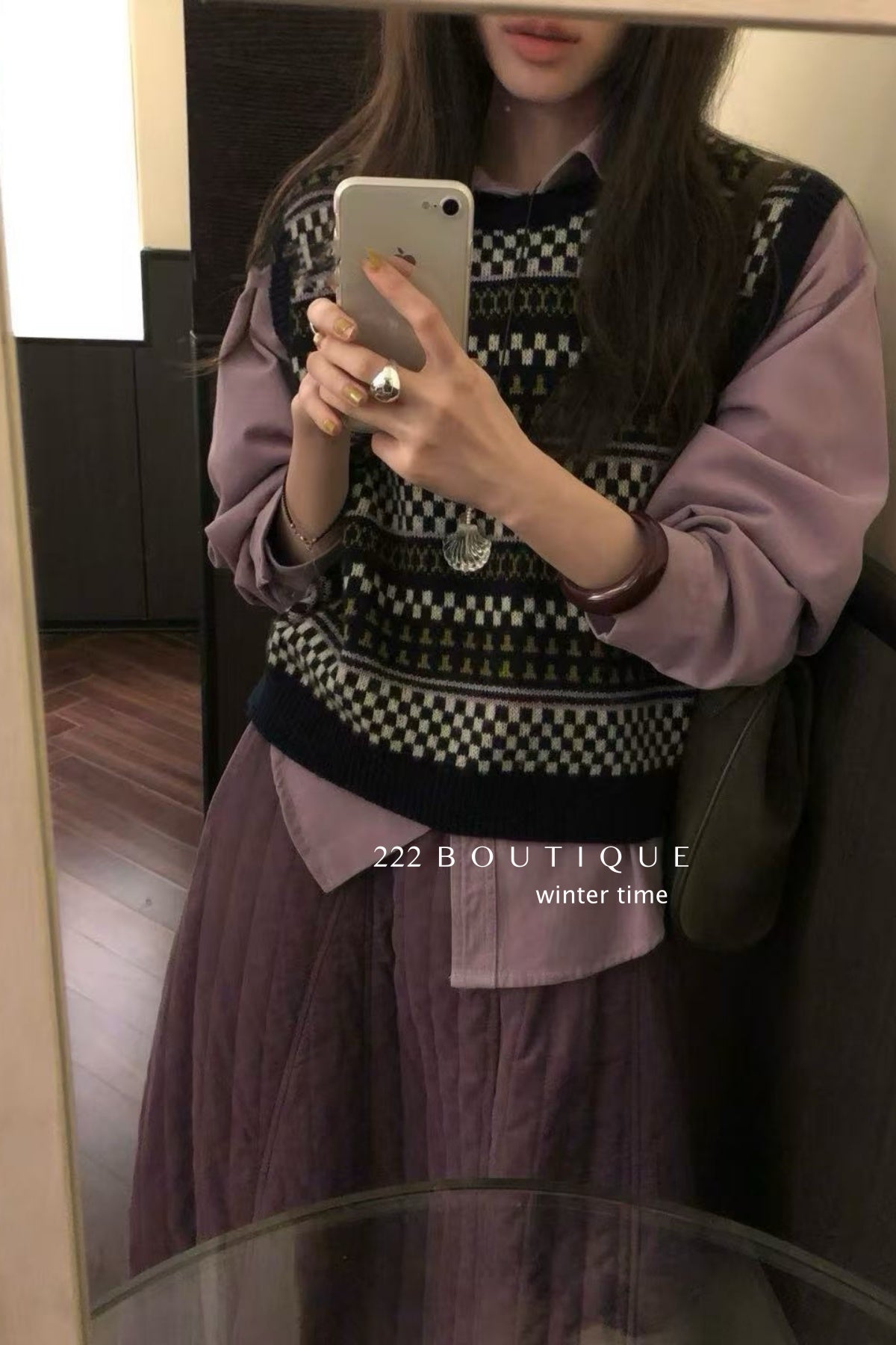 19a77 Patterned knit vest