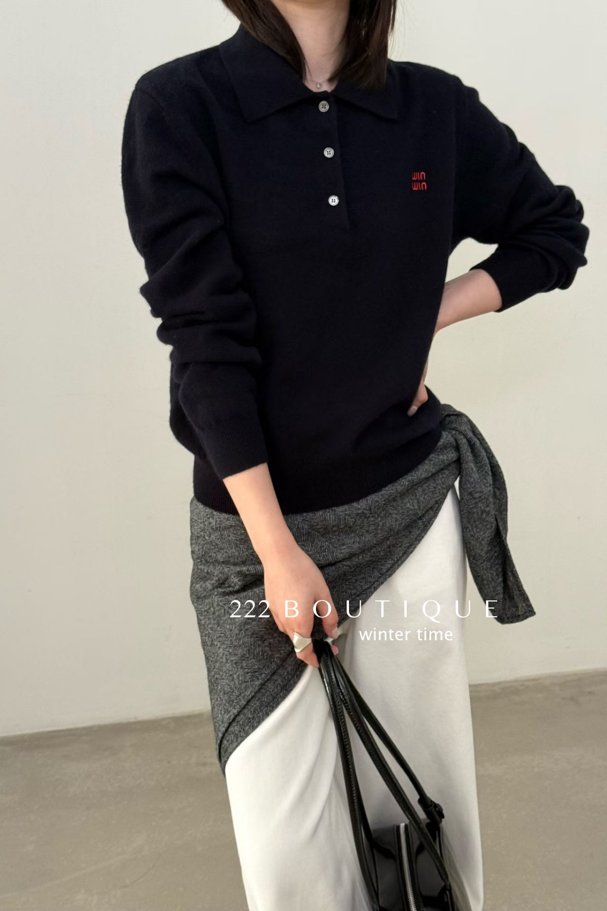 20a36 Cashmere knit polo