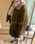 20a52 Velvet fleece jacket with fur collar