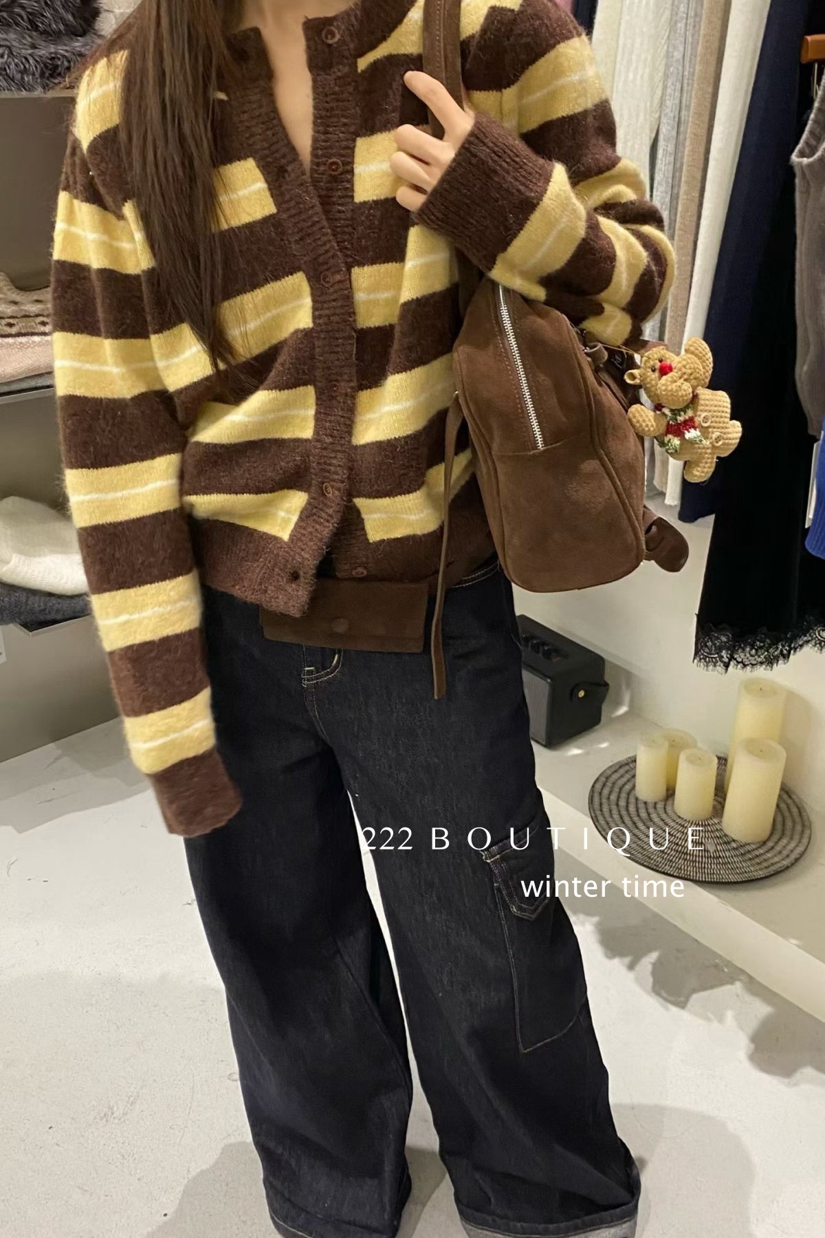 21a9 Striped cashmere cardigan