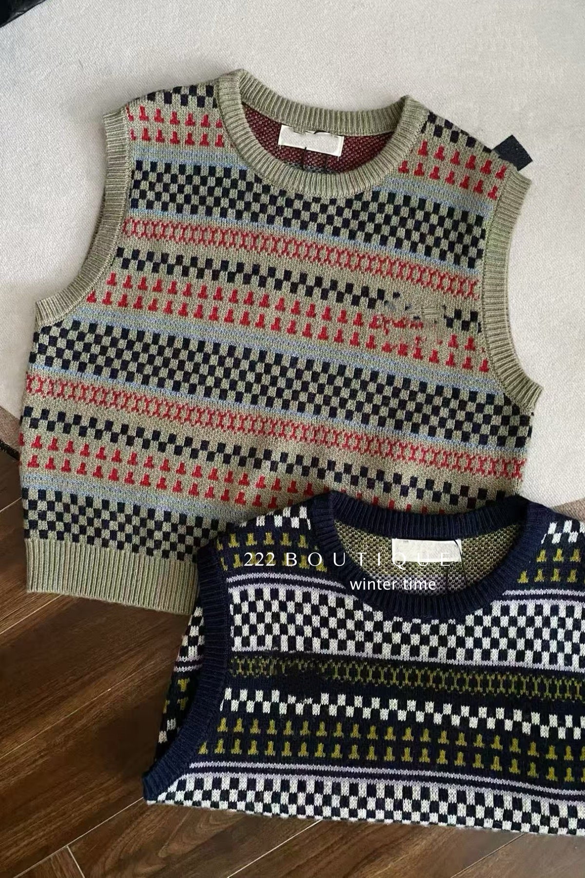 19a77 Patterned knit vest