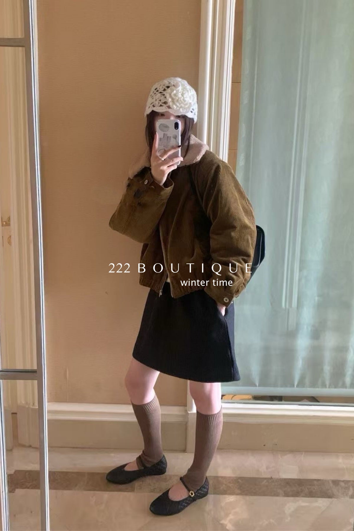 20a52 Velvet fleece jacket with fur collar