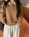 19a98 Cashmere knit shirt-collar top