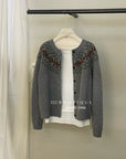 19a100 Cashmere patterned cardigan