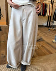 18q39 Basic cream baggy wool pants