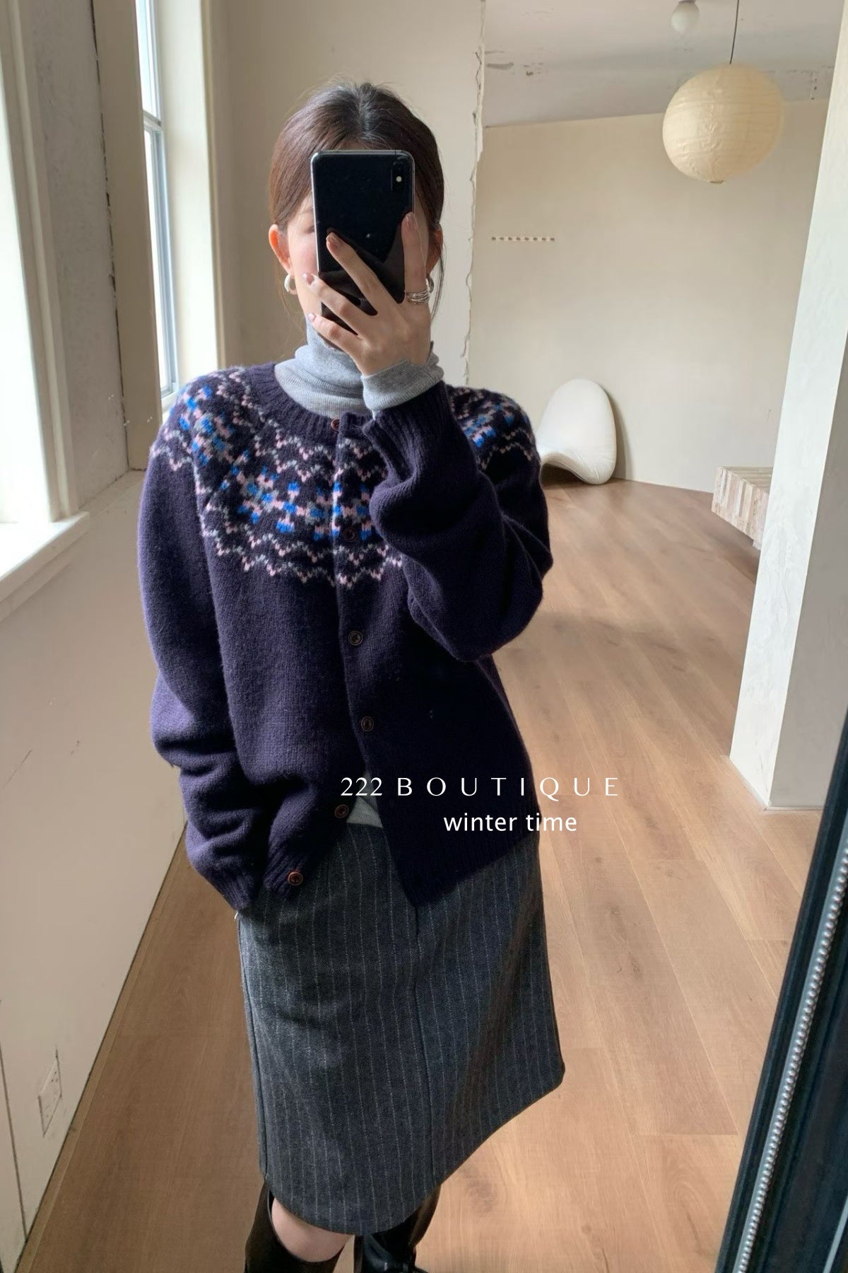 19a100 Cashmere patterned cardigan