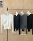 18a99 Cotton ruched long-sleeve top