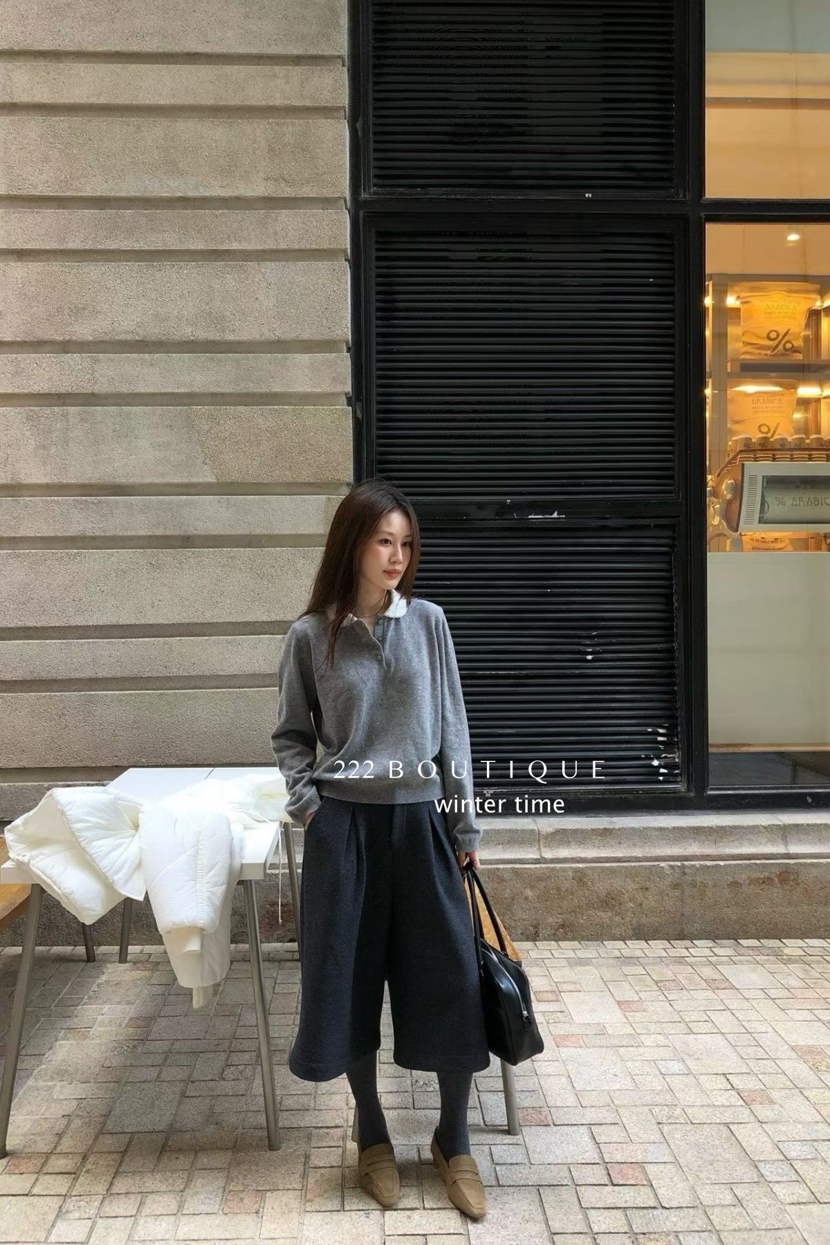 19a98 Cashmere knit shirt-collar top