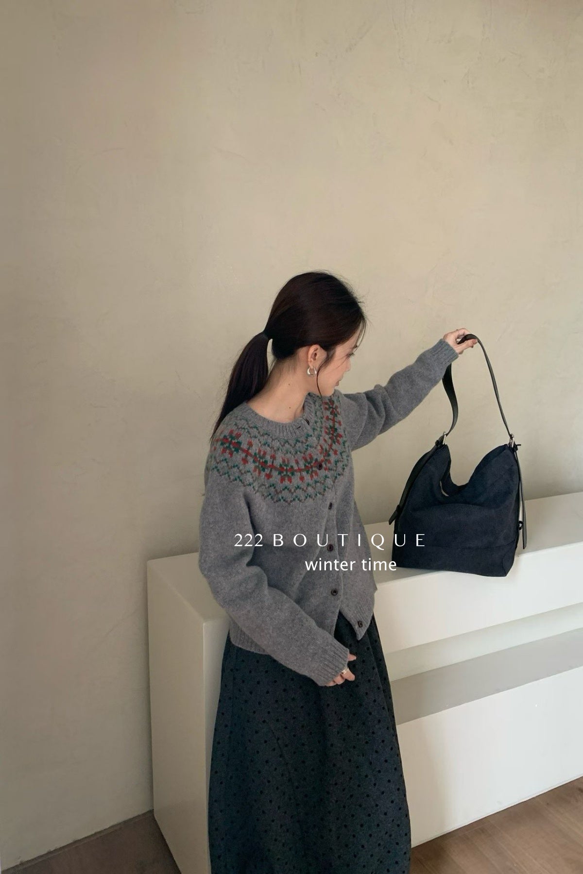 19a100 Cashmere patterned cardigan