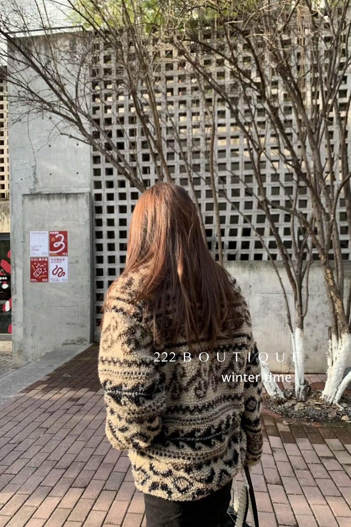 20a123 Light brown ethnic fur jacket