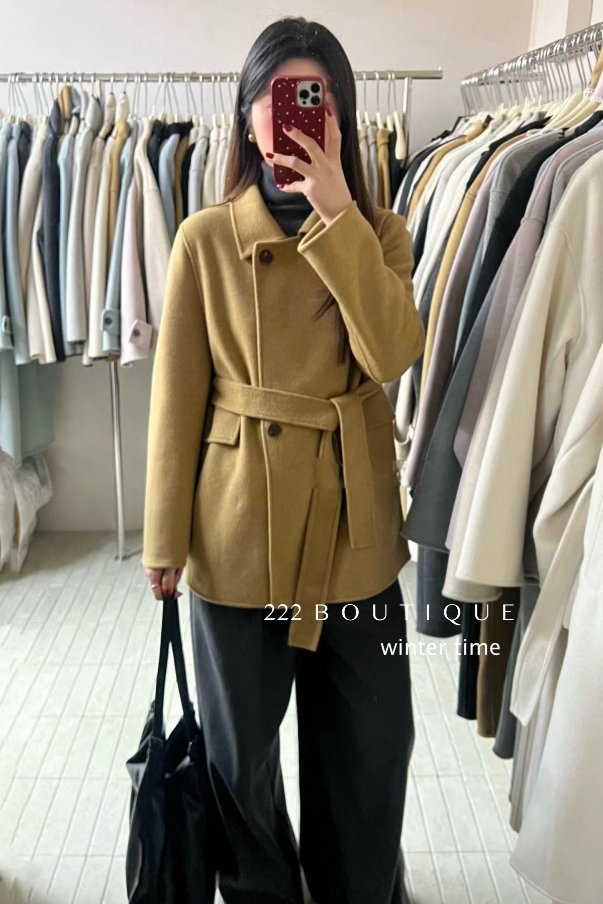 21a29 Mid-length notched-collar wool coat