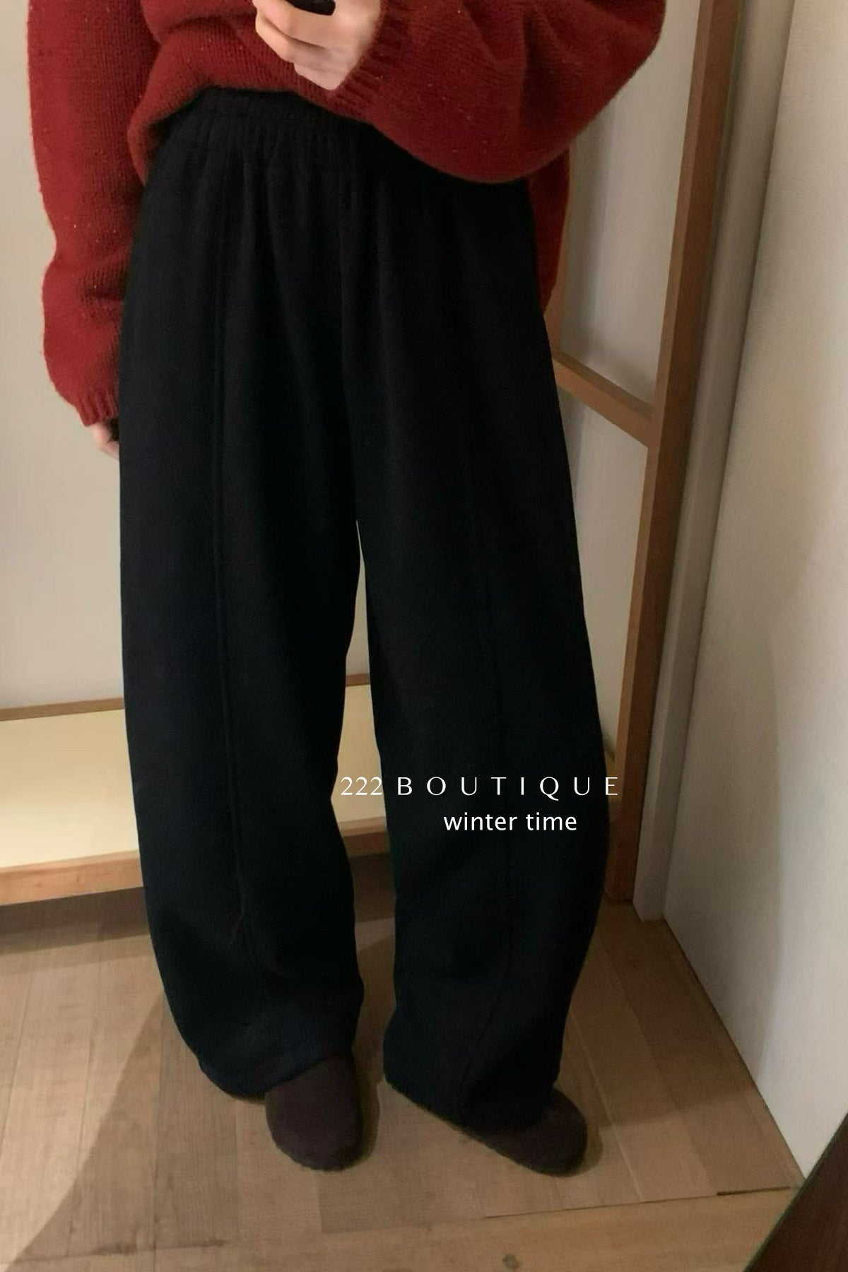 19q40 Cashmere blend elastic-waist wide-leg pants