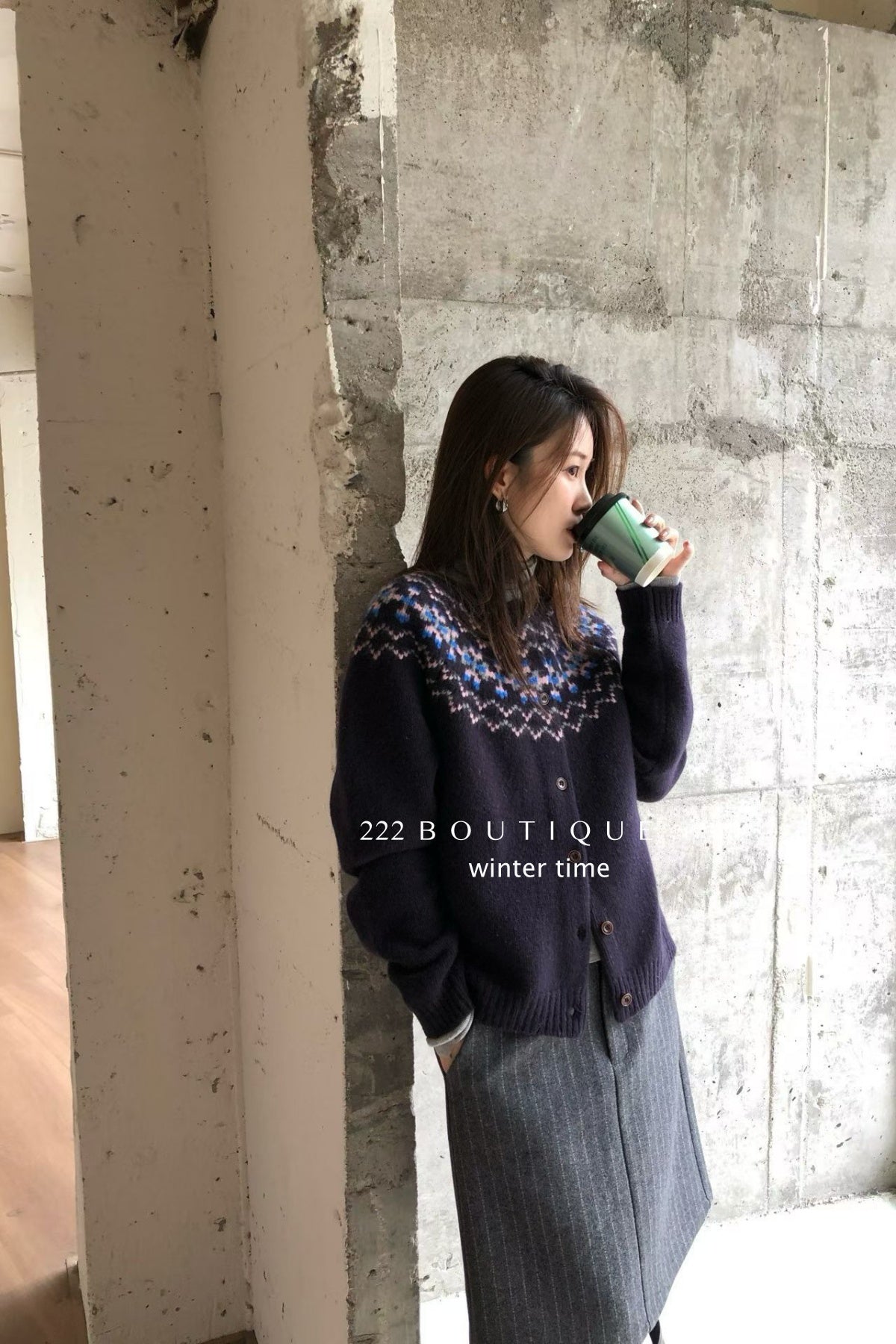19a100 Cashmere patterned cardigan