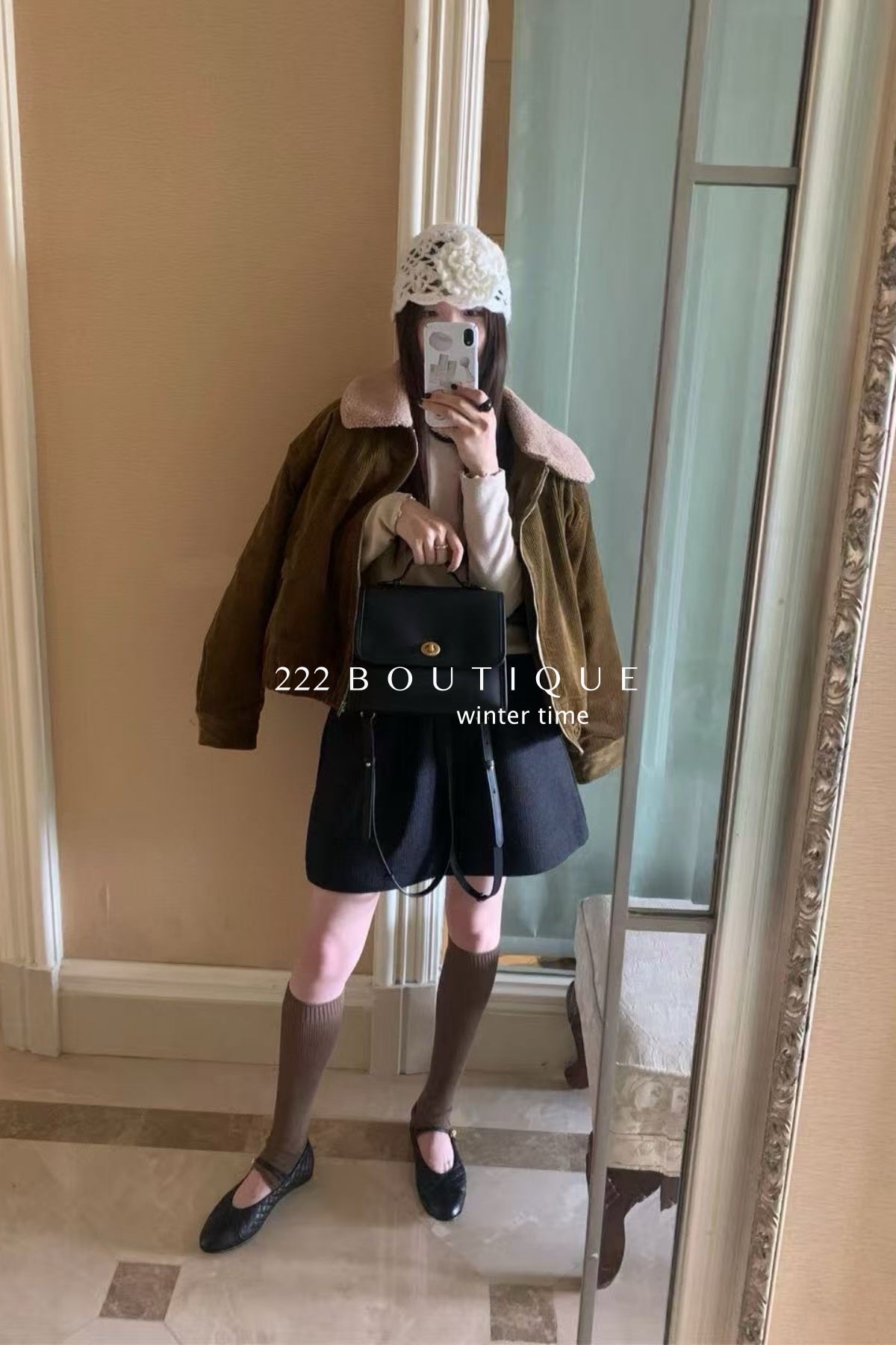 20a52 Velvet fleece jacket with fur collar