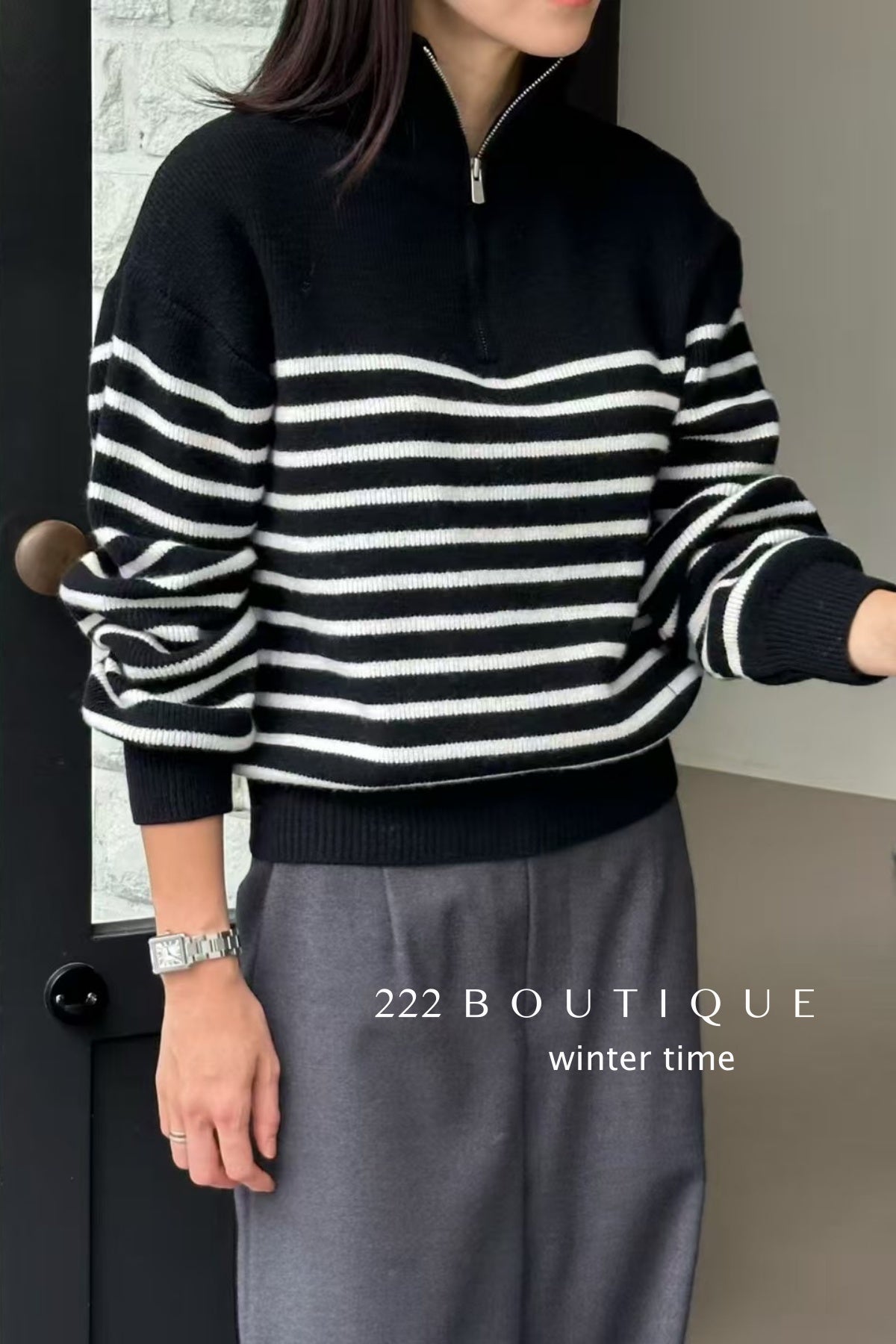 19a105 Cashmere striped sweater