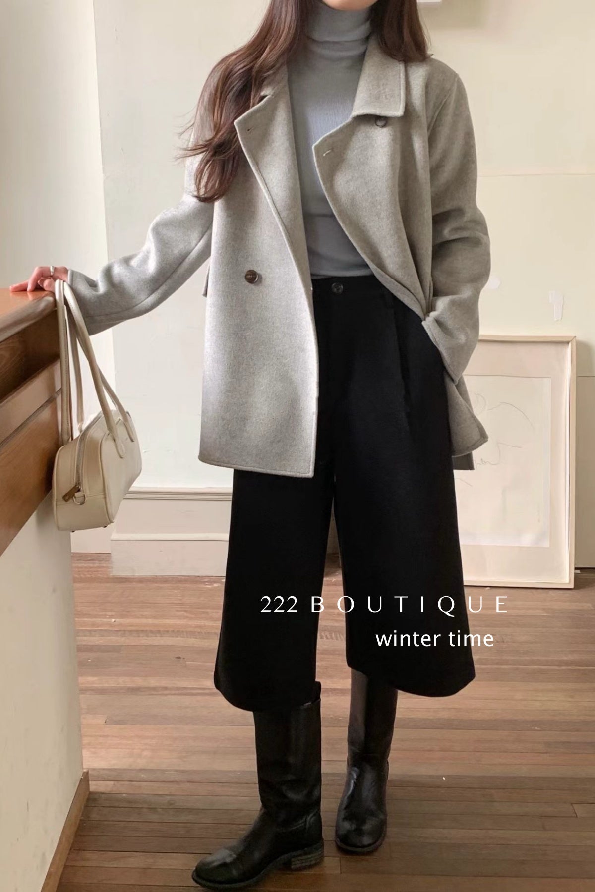 21a29 Mid-length notched-collar wool coat