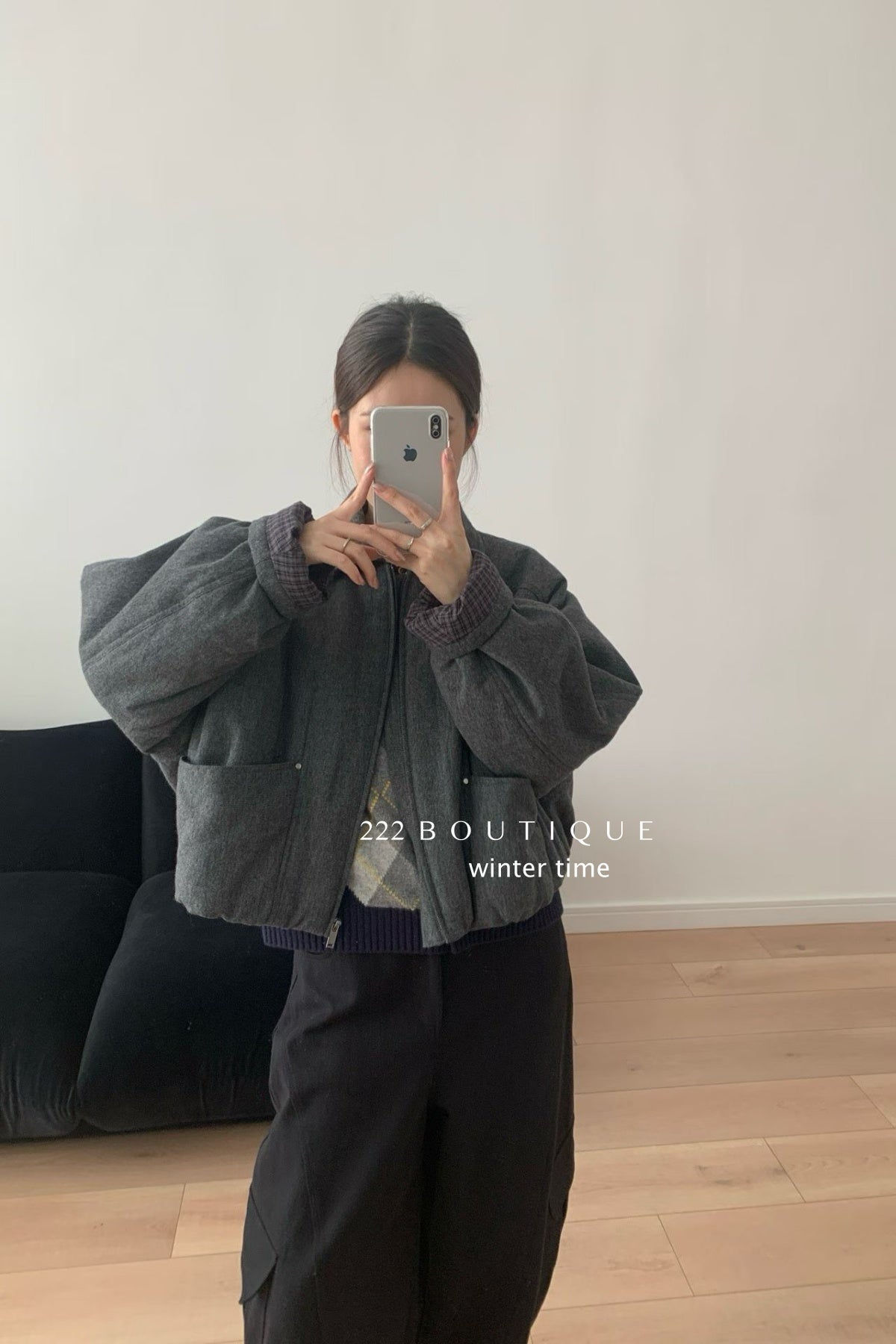 19a95 Tailored puffer jacket with notched collar