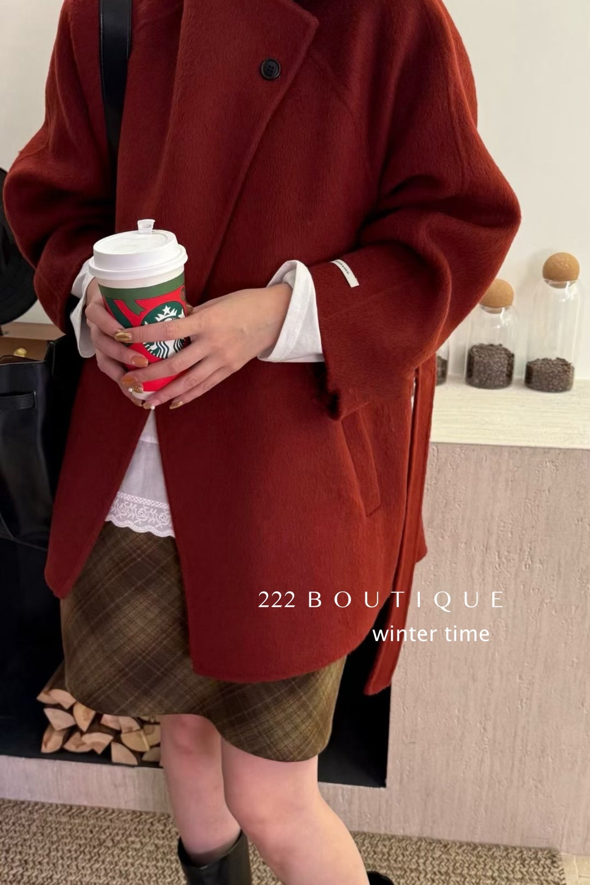 21a29 Mid-length notched-collar wool coat
