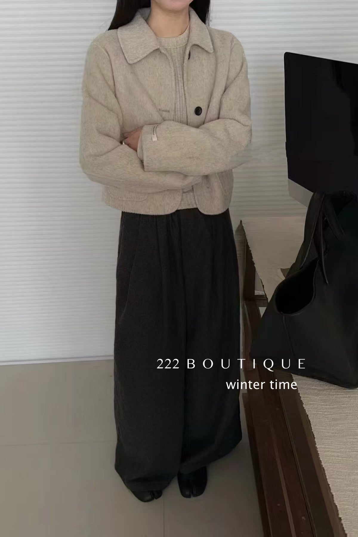 20a117 Hand-stitched cashmere wool coat