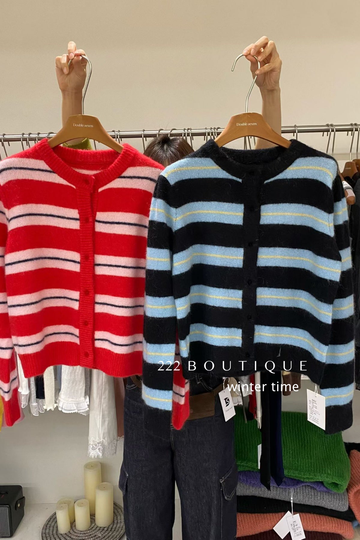 21a9 Striped cashmere cardigan