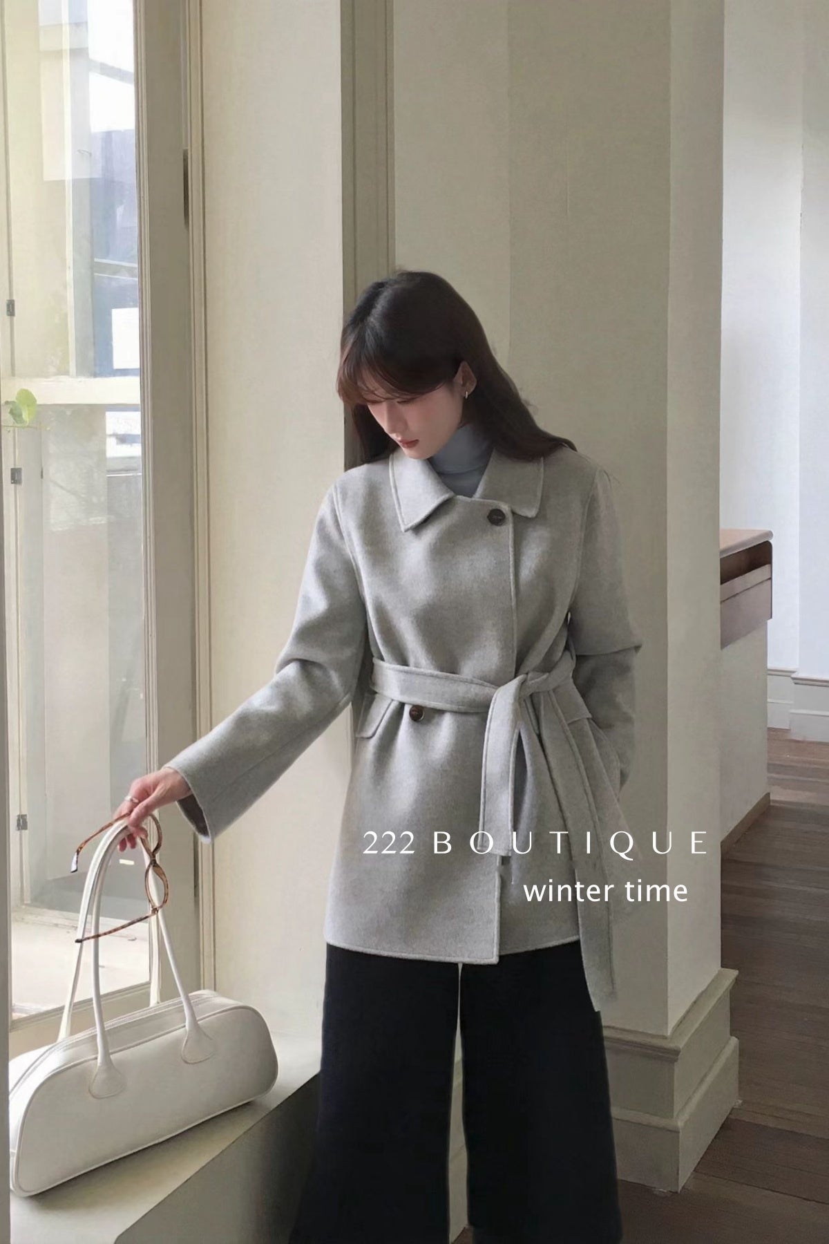 21a29 Mid-length notched-collar wool coat