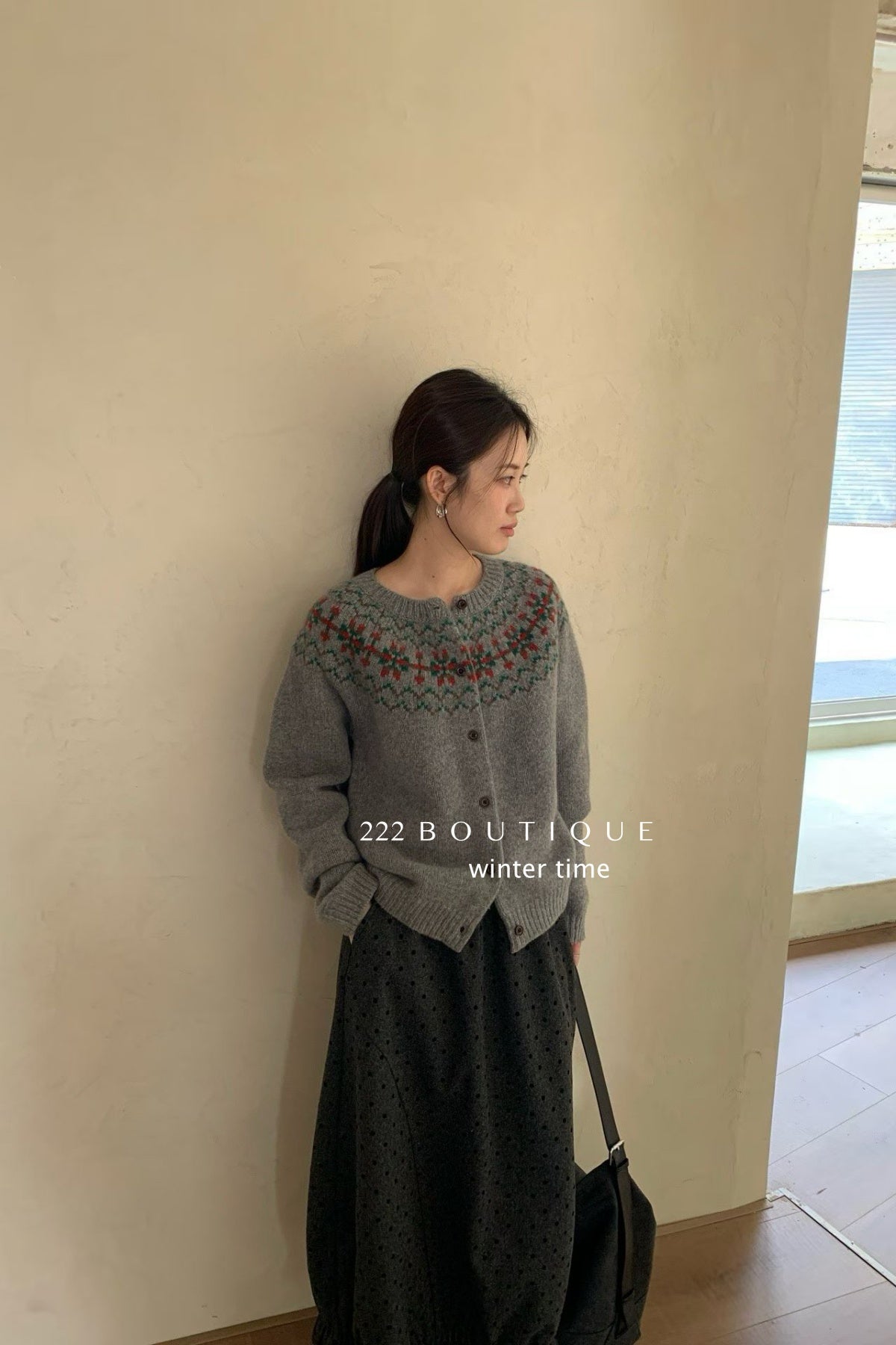 19a100 Cashmere patterned cardigan