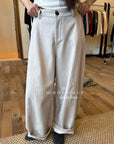 18q39 Basic cream baggy wool pants