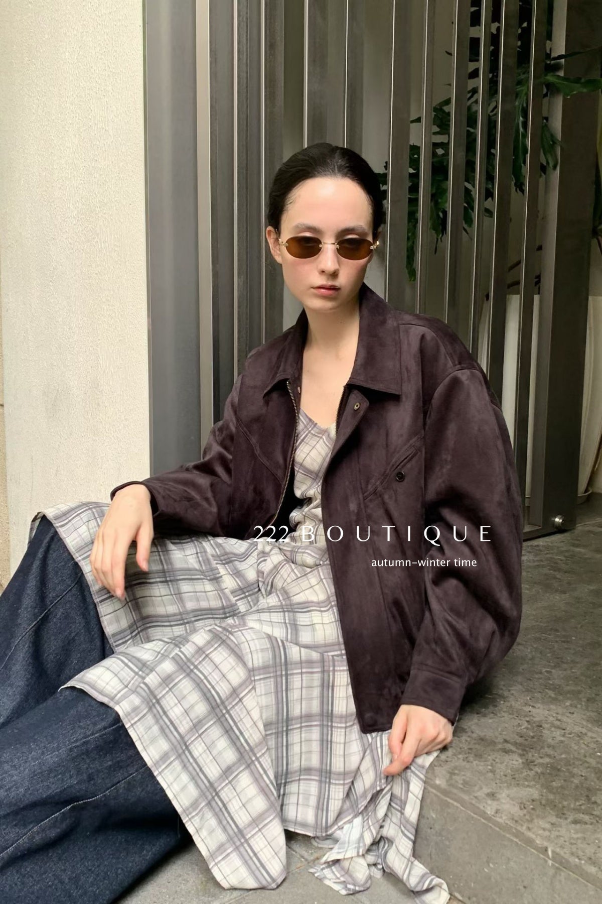 18a43 Suede fleece jacket