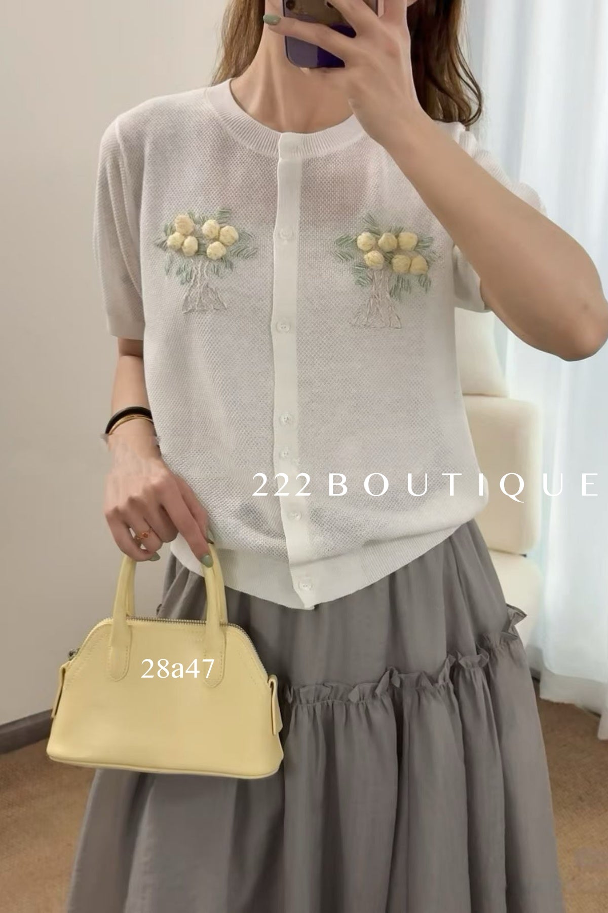 28a47 -  FLORAL KNIT CARDIGAN