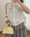 28a47 -  FLORAL KNIT CARDIGAN