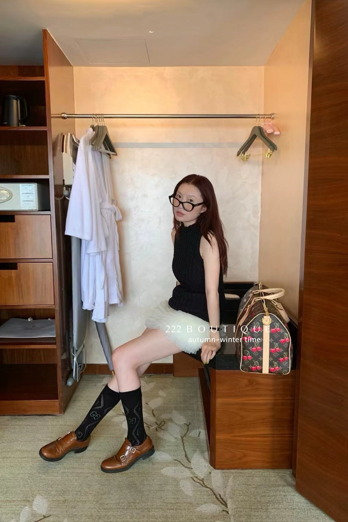 17a80 Hand-Crocheted High-Neck Vest – Cream &amp; Beige