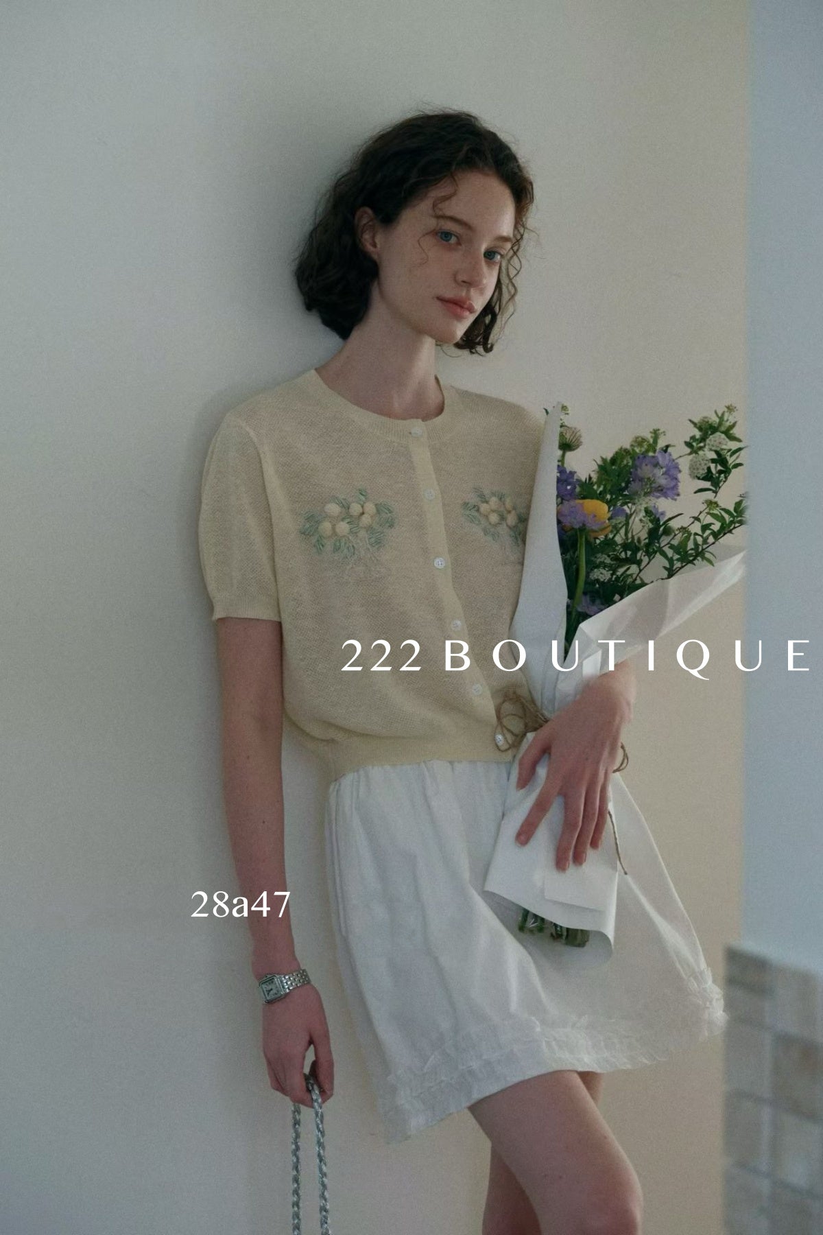 28a47 -  FLORAL KNIT CARDIGAN