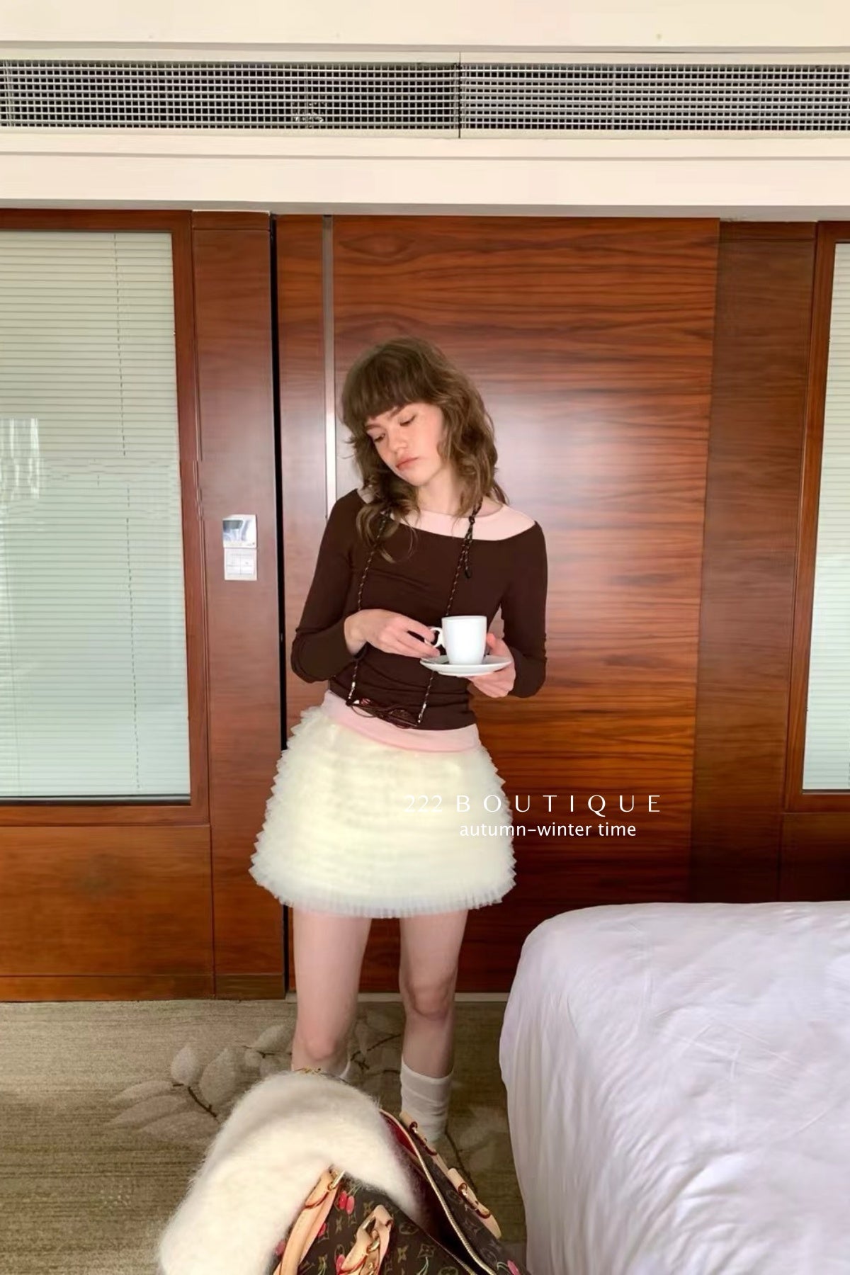 17v10 Tiered pleated mini skirt