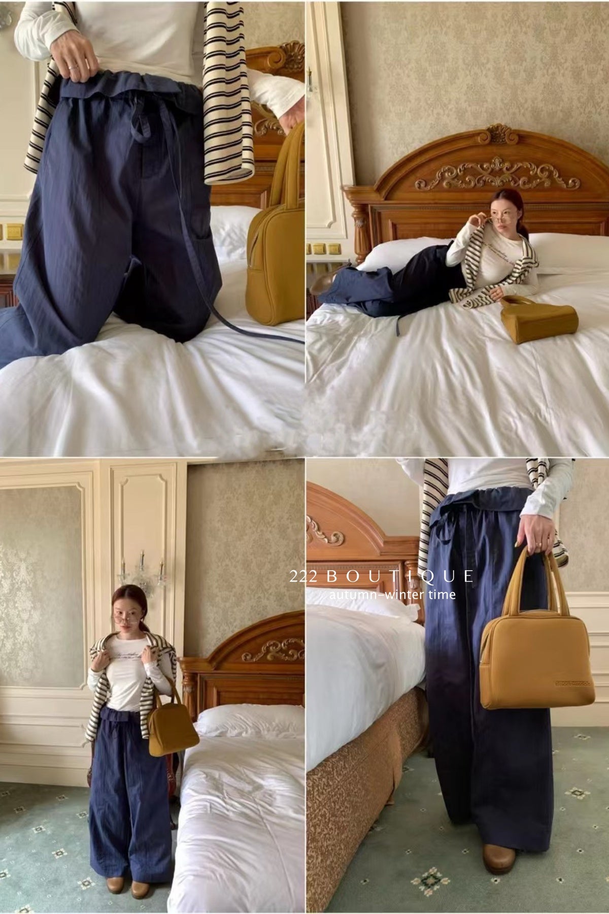 17q10 Khaki trousers with ruffled waistband