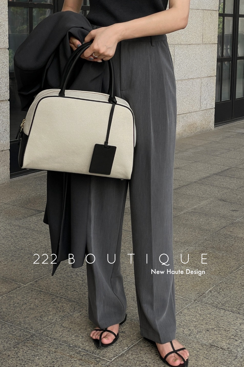 Elastic waist straight trousers