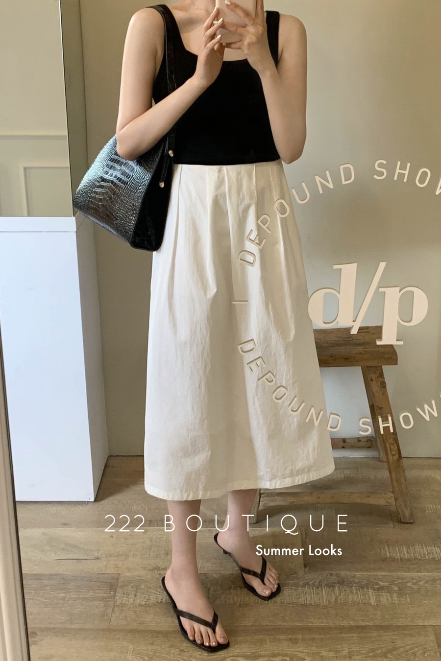 Cotton midi skirt