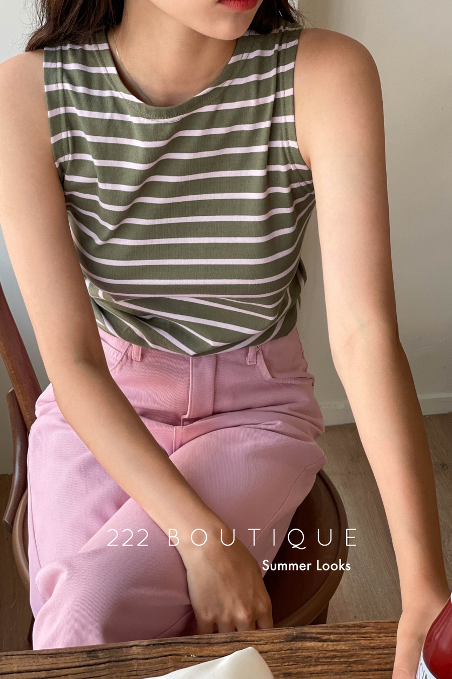 Striped cotton-blend top