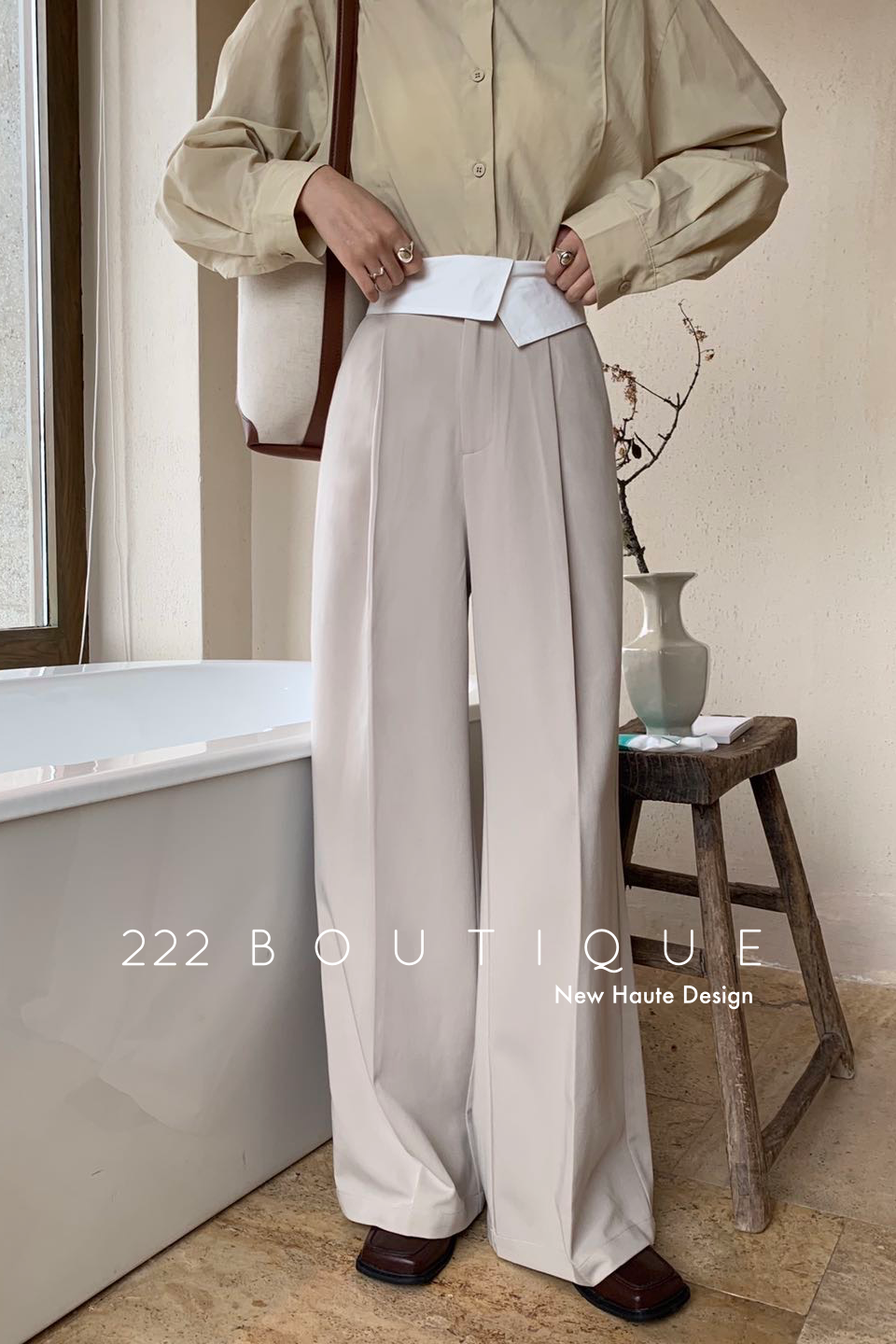 high waist palazzo trousers