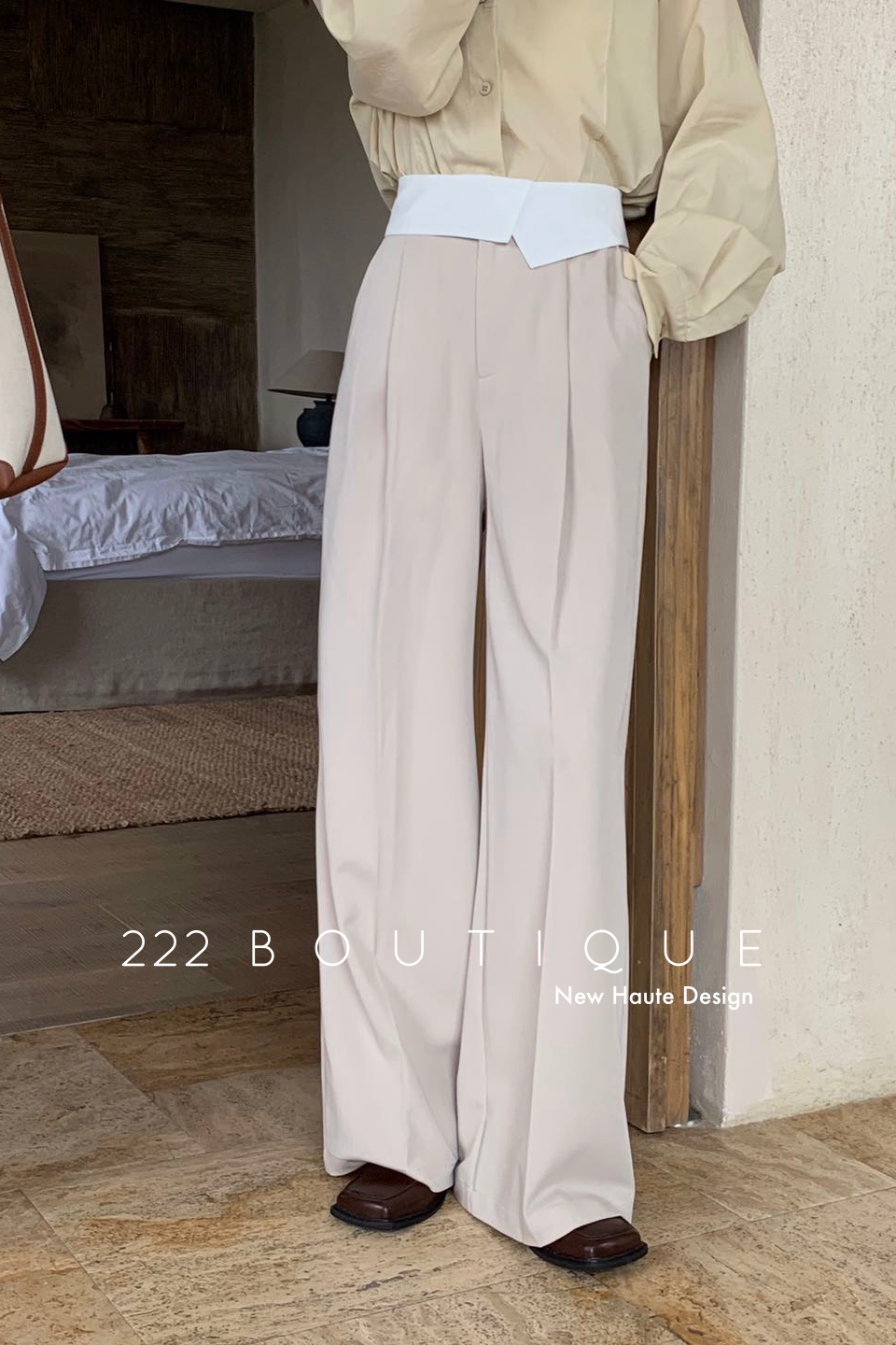 high waist palazzo trousers