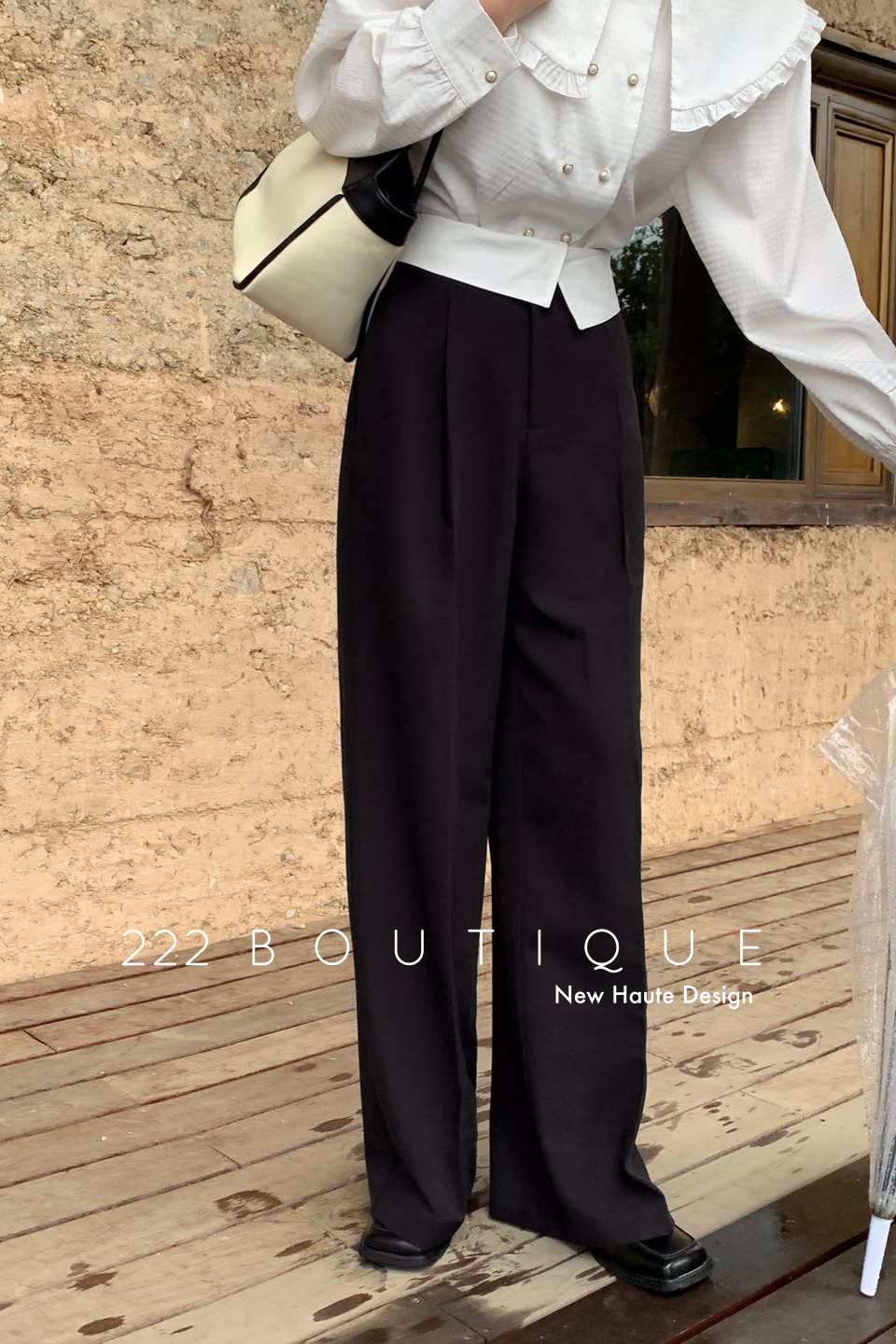 high waist palazzo trousers