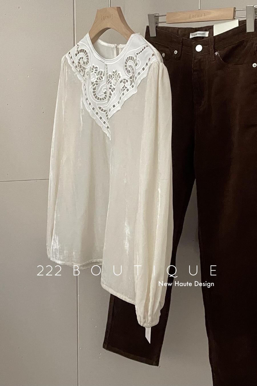 Lace velvet blouse